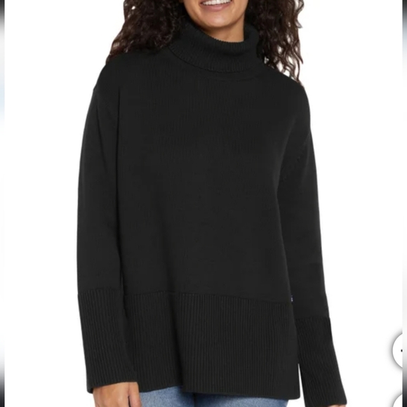 ❤️Gap Turtleneck Sweater Women's Small Black Split Hem Chunky Knit Ribbed … - Picture 2 of 15